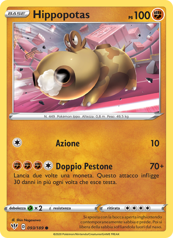 Hippopotas 093/201 — Fiamme Oscure (Italian Pokémon TCG card)