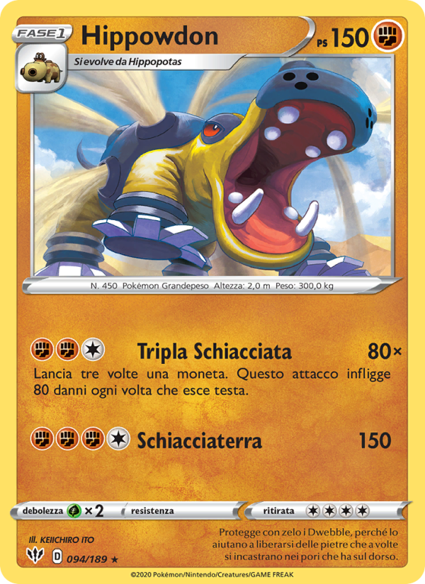 Hippowdon 094/201 — Fiamme Oscure (Italian Pokémon TCG card)