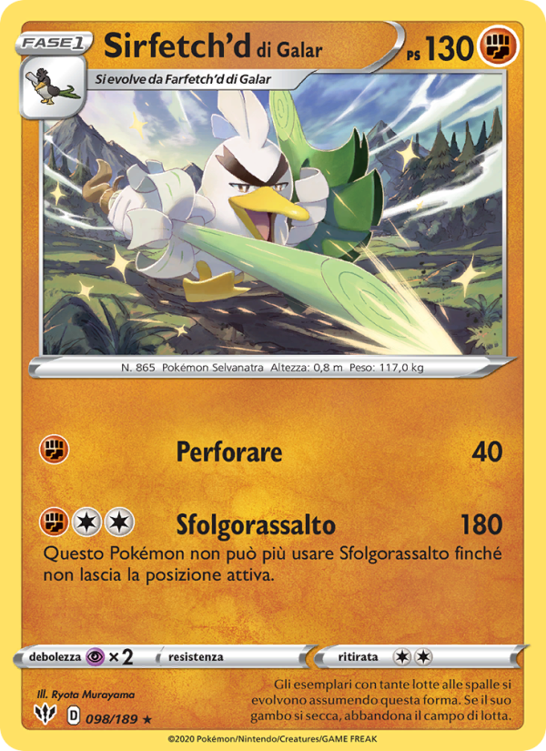 Sirfetch'd di Galar 098/201 — Fiamme Oscure (Italian Pokémon TCG card)