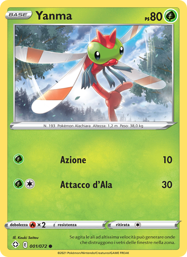 Yanma 001/195 — Destino Splendente (Italian Pokémon TCG card)