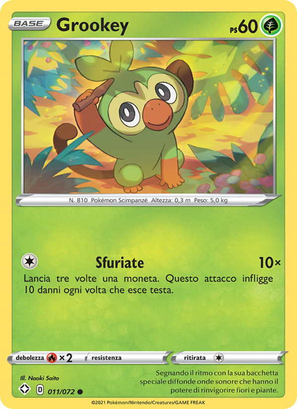 Grookey 011/195 — Destino Splendente (Italian Pokémon TCG card)