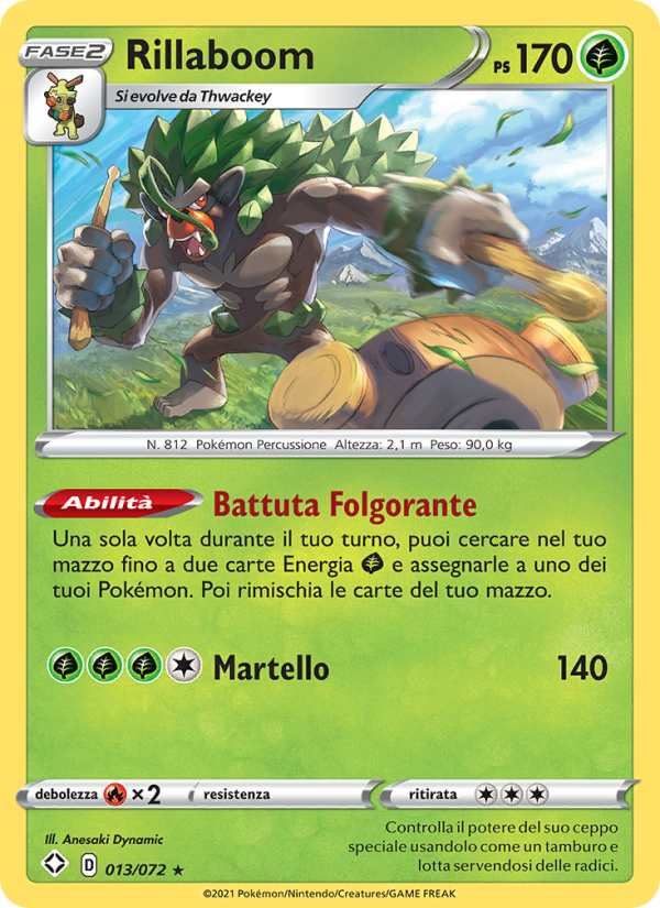 Rillaboom 013/195 — Destino Splendente (Italian Pokémon TCG card)