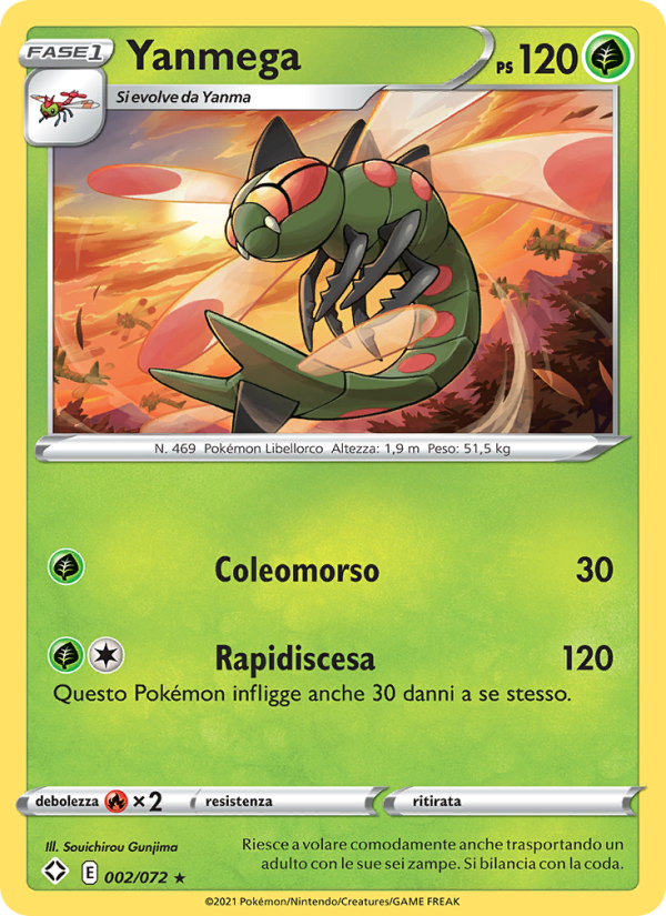 Yanmega 002/195 — Destino Splendente (Italian Pokémon TCG card)