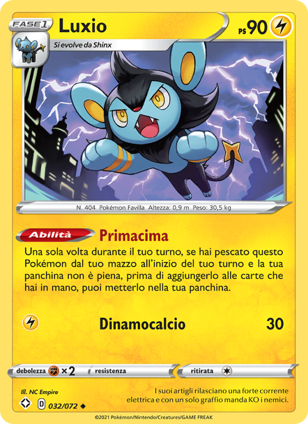 Luxio 032/195 — Destino Splendente (Italian Pokémon TCG card)