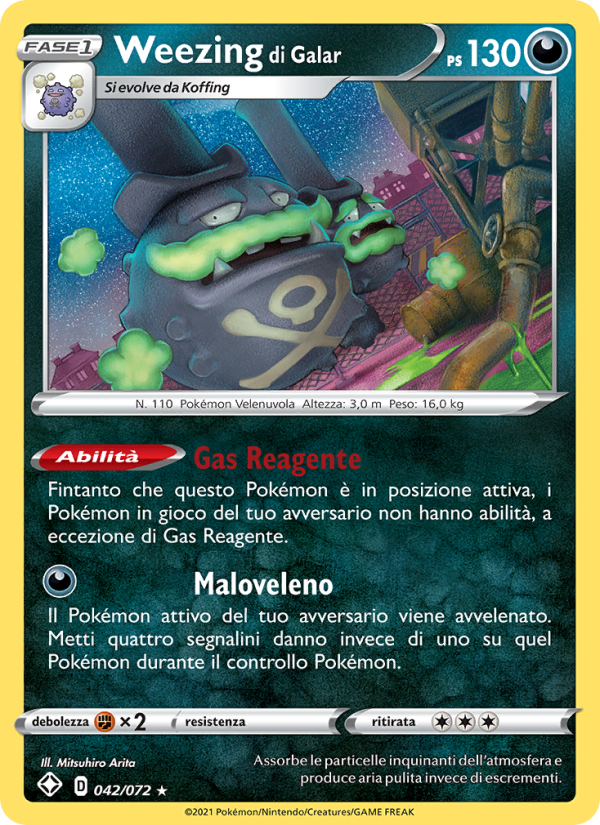 Weezing di Galar 042/195 — Destino Splendente (Italian Pokémon TCG card)