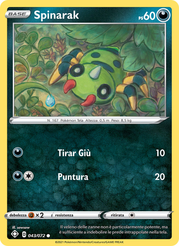 Spinarak 043/195 — Destino Splendente (Italian Pokémon TCG card)