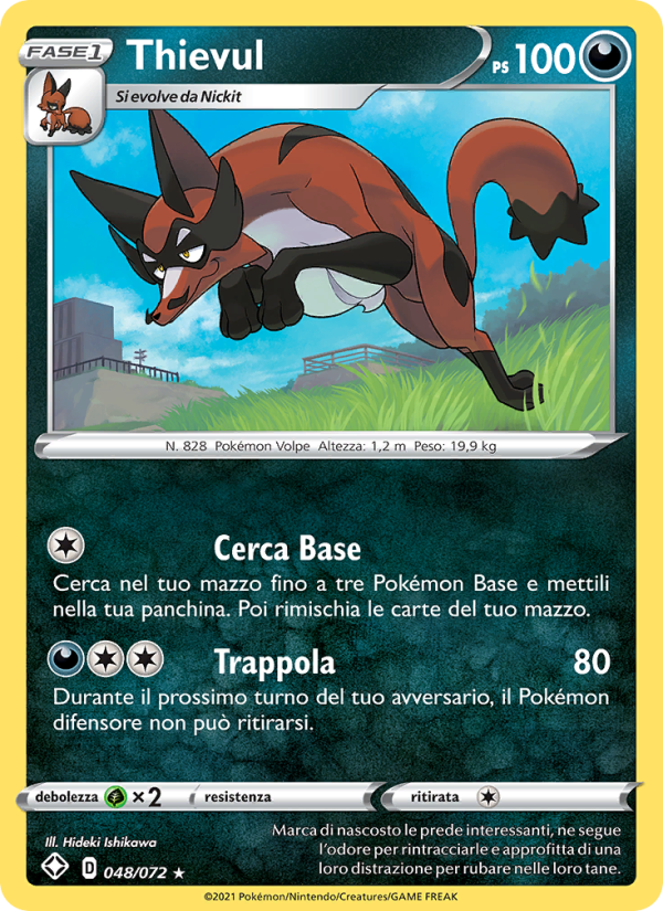 Thievul 048/195 — Destino Splendente (Italian Pokémon TCG card)