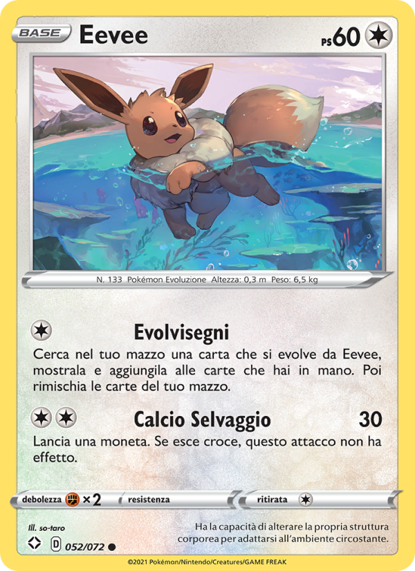 Eevee 052/195 — Destino Splendente (Italian Pokémon TCG card)