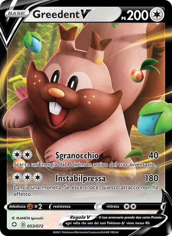 Greedent V 053/195 — Destino Splendente (Italian Pokémon TCG card)