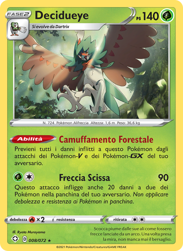 Decidueye 008/195 — Destino Splendente (Italian Pokémon TCG card)