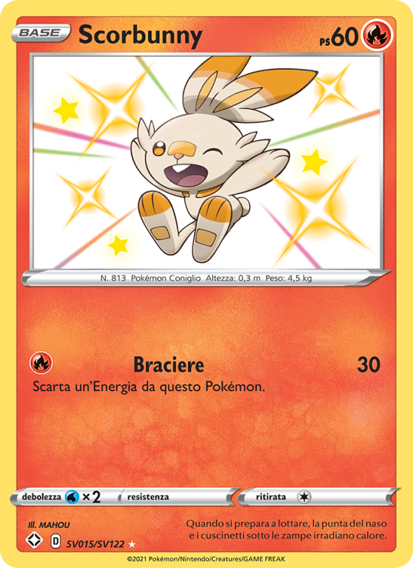 Scorbunny SV015 — Destino Splendente (Italian Pokémon TCG card)