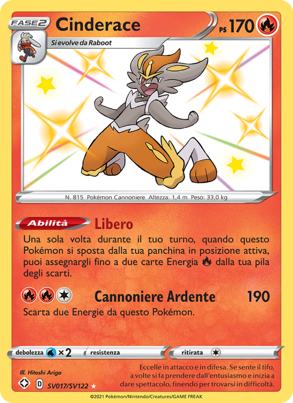 Cinderace SV017 — Destino Splendente (Italian Pokémon TCG card)