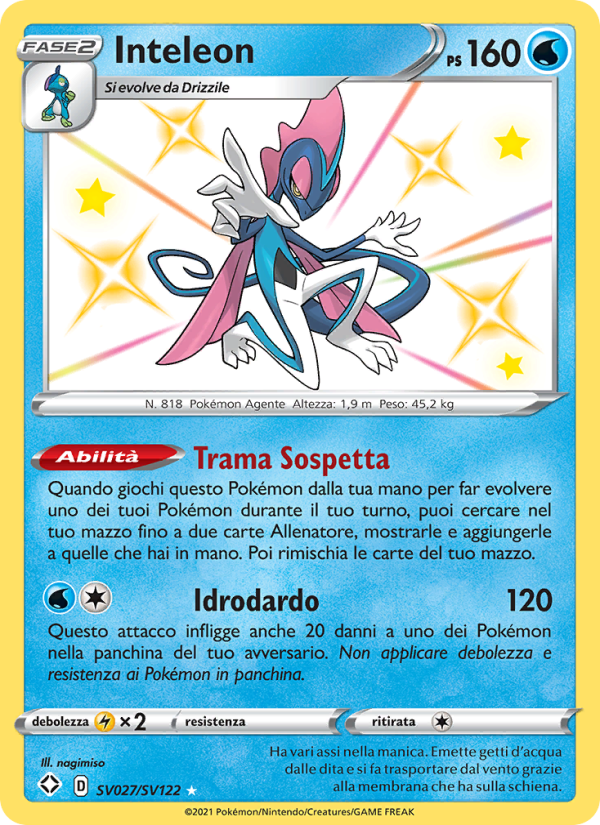 Inteleon SV027 — Destino Splendente (Italian Pokémon TCG card)