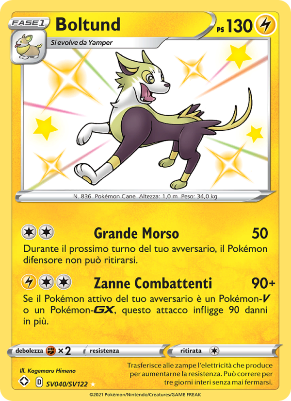 Boltund SV040 — Destino Splendente (Italian Pokémon TCG card)