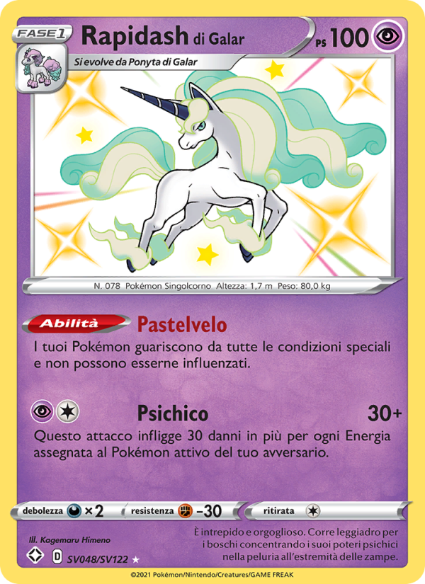 Rapidash di Galar SV048 — Destino Splendente (Italian Pokémon TCG card)