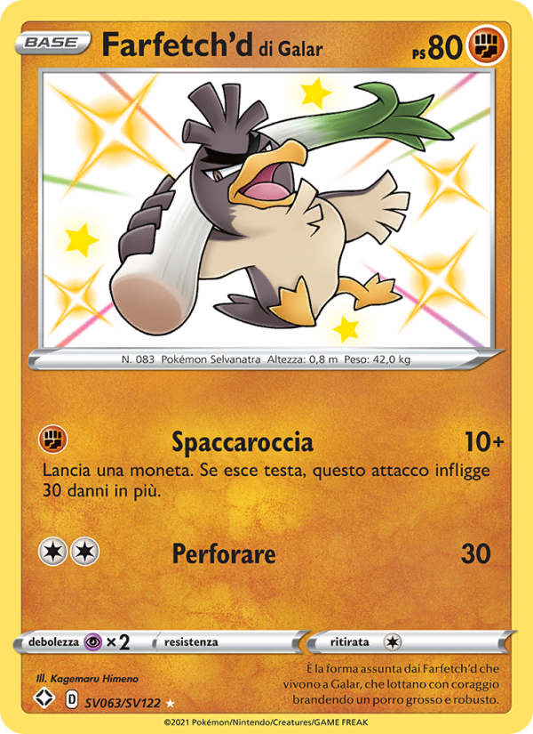 Farfetch'd di Galar SV063 — Destino Splendente (Italian Pokémon TCG card)