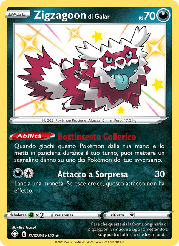 Zigzagoon di Galar SV078 — Destino Splendente (Italian Pokémon TCG card)