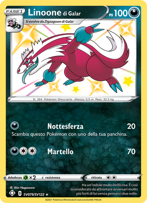 Linoone di Galar SV079 — Destino Splendente (Italian Pokémon TCG card)