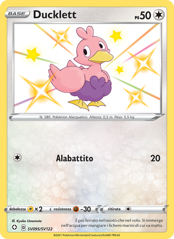 Ducklett SV095 — Destino Splendente (Italian Pokémon TCG card)