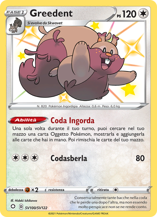 Greedent SV100 — Destino Splendente (Italian Pokémon TCG card)