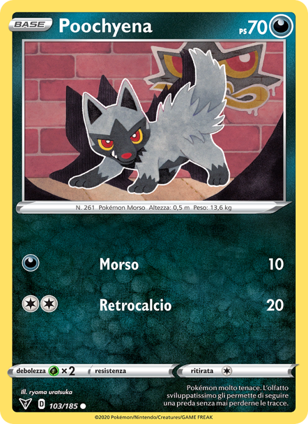 Poochyena 103/203 — Voltaggio Sfolgorante (Italian Pokémon TCG card)
