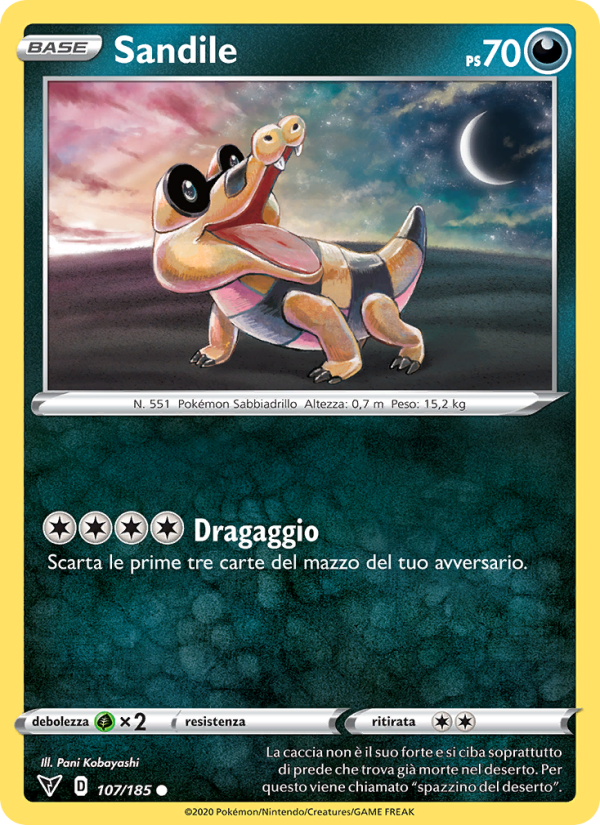 Sandile 107/203 — Voltaggio Sfolgorante (Italian Pokémon TCG card)