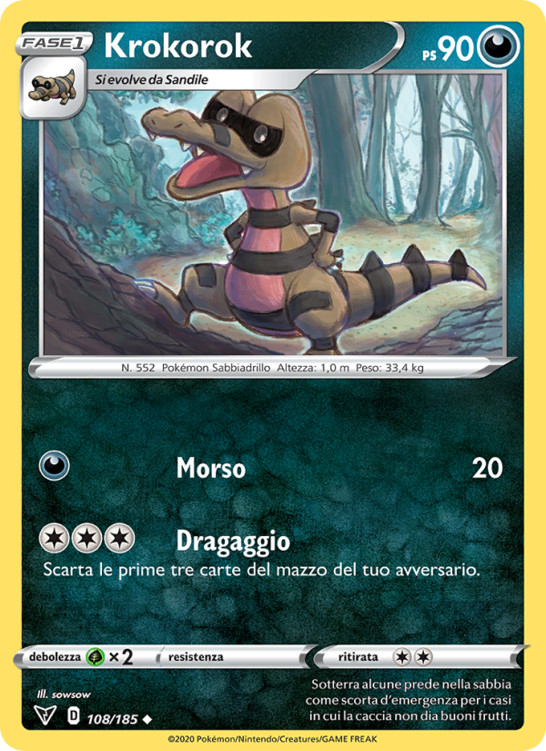 Krokorok 108/203 — Voltaggio Sfolgorante (Italian Pokémon TCG card)