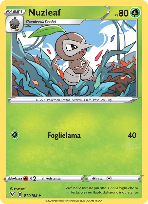 Nuzleaf 011/203 — Voltaggio Sfolgorante (Italian Pokémon TCG card)