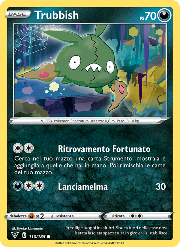 Trubbish 110/203 — Voltaggio Sfolgorante (Italian Pokémon TCG card)