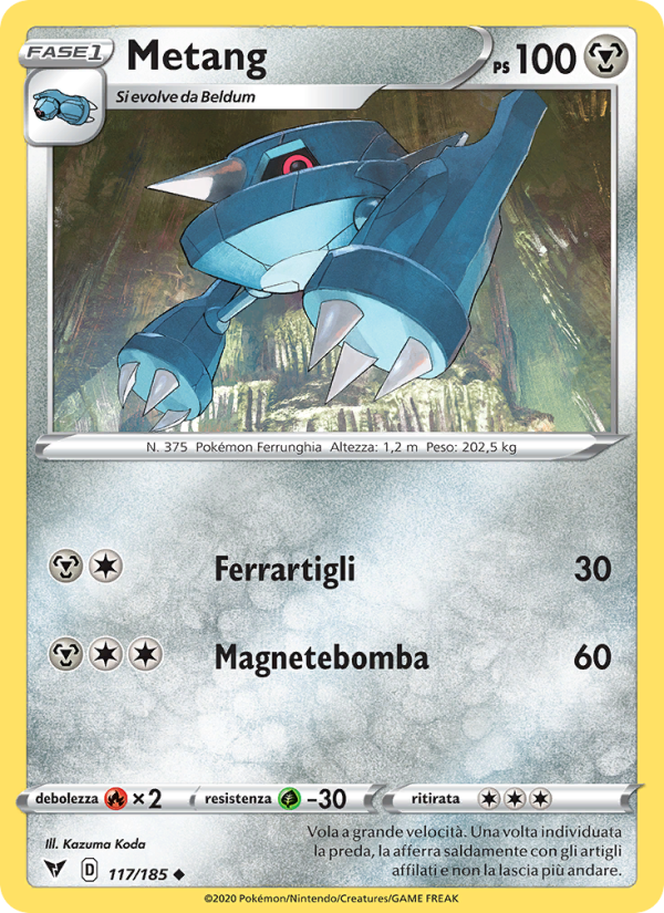 Metang 117/203 — Voltaggio Sfolgorante (Italian Pokémon TCG card)