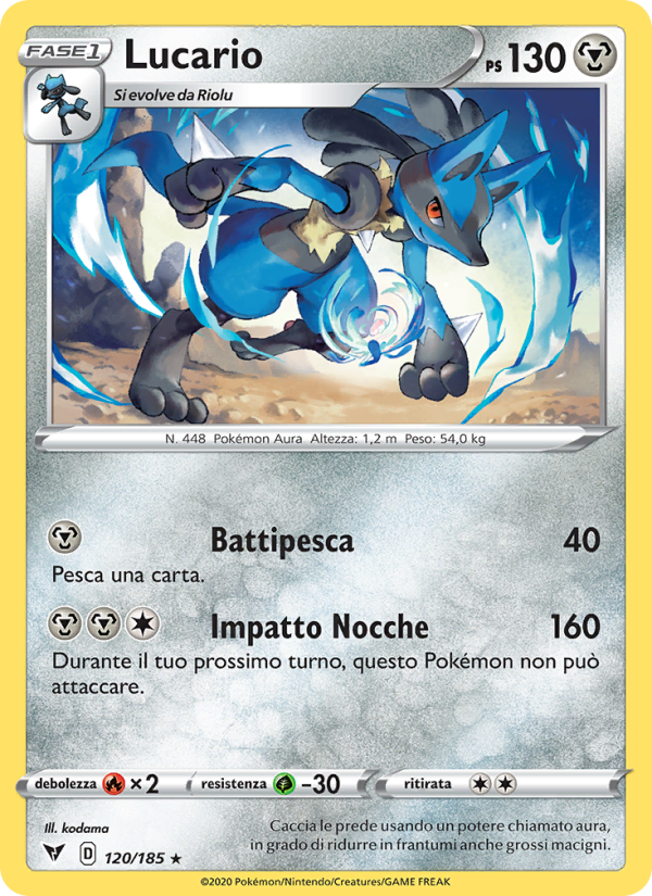 Lucario 120/203 — Voltaggio Sfolgorante (Italian Pokémon TCG card)