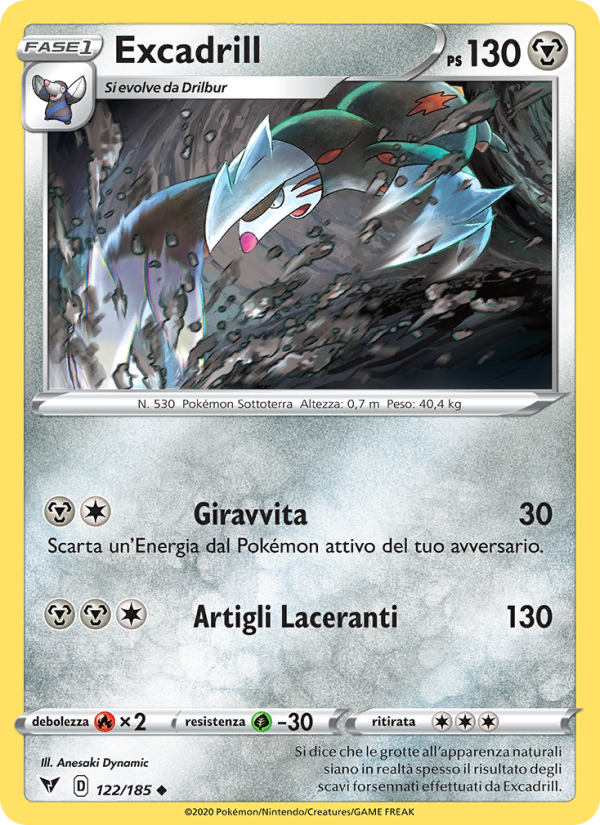 Excadrill 122/203 — Voltaggio Sfolgorante (Italian Pokémon TCG card)