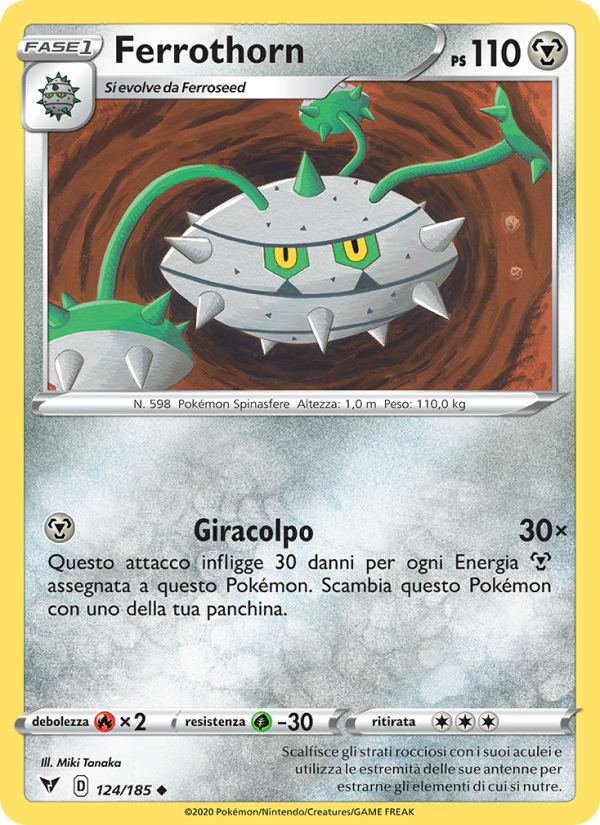Ferrothorn 124/203 — Voltaggio Sfolgorante (Italian Pokémon TCG card)