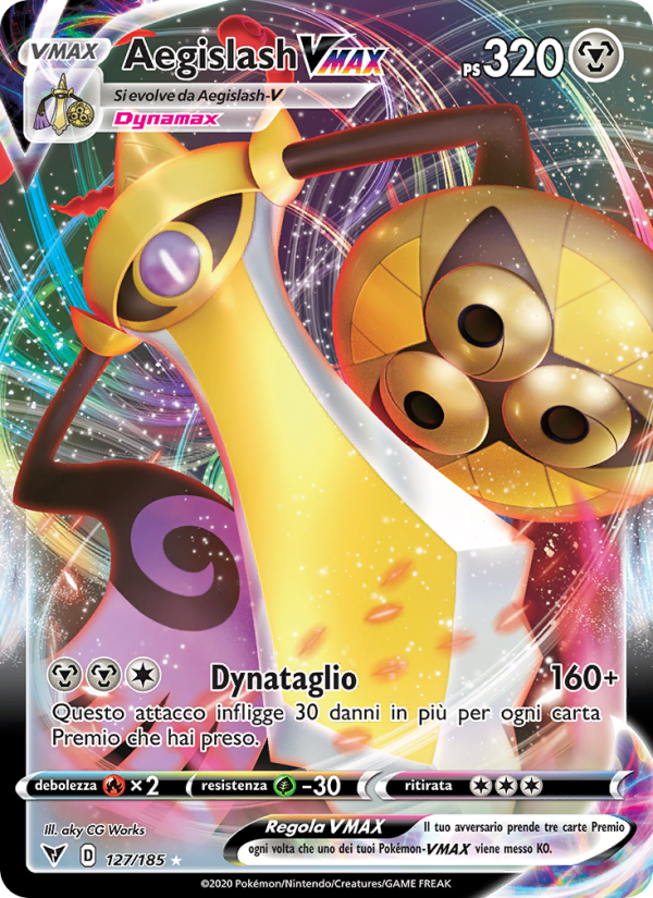 Aegislash VMAX 127/203 — Voltaggio Sfolgorante (Italian Pokémon TCG card)