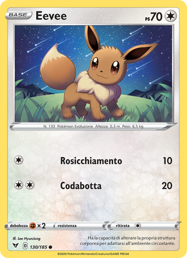 Eevee 130/203 — Voltaggio Sfolgorante (Italian Pokémon TCG card)