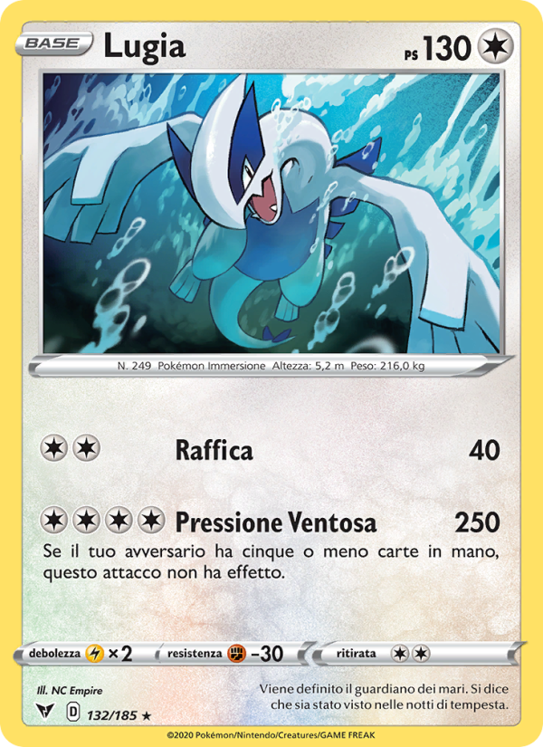 Lugia 132/203 — Voltaggio Sfolgorante (Italian Pokémon TCG card)