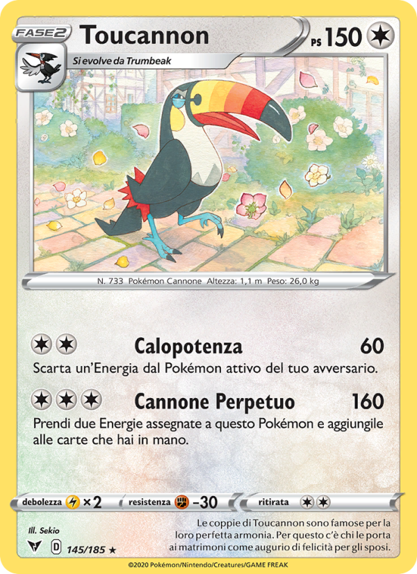 Toucannon 145/203 — Voltaggio Sfolgorante (Italian Pokémon TCG card)