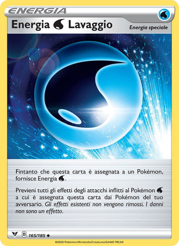 Energia Water Lavaggio 165/203 — Voltaggio Sfolgorante (Italian Pokémon TCG card)