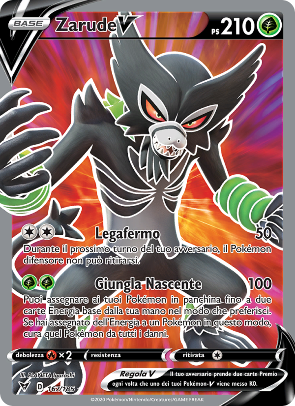 Zarude V 167/203 — Voltaggio Sfolgorante (Italian Pokémon TCG card)