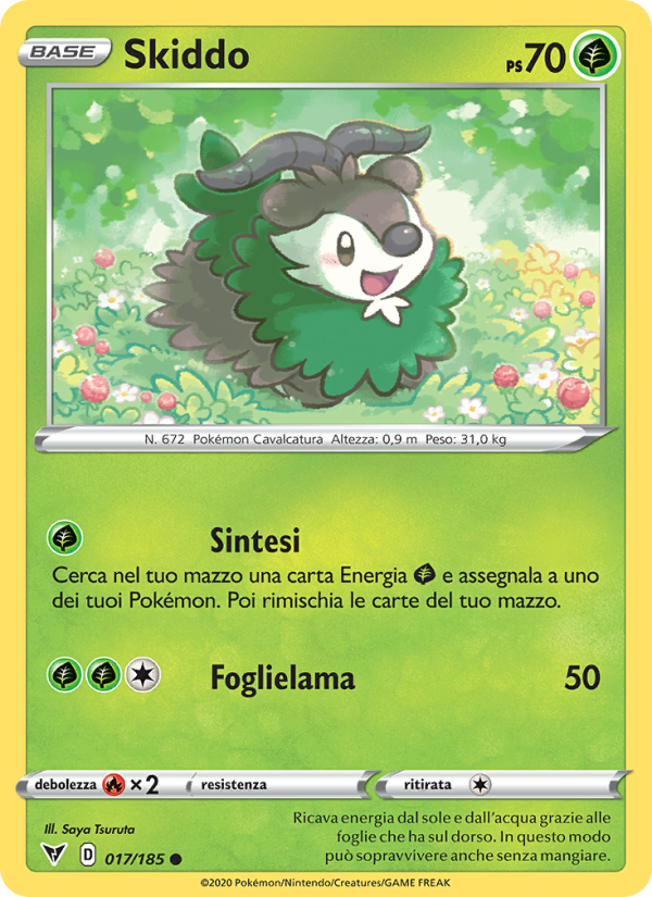 Skiddo 017/203 — Voltaggio Sfolgorante (Italian Pokémon TCG card)