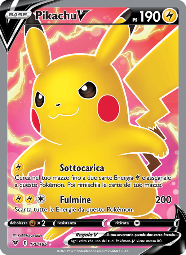 Pikachu V 170/203 — Voltaggio Sfolgorante (Italian Pokémon TCG card)
