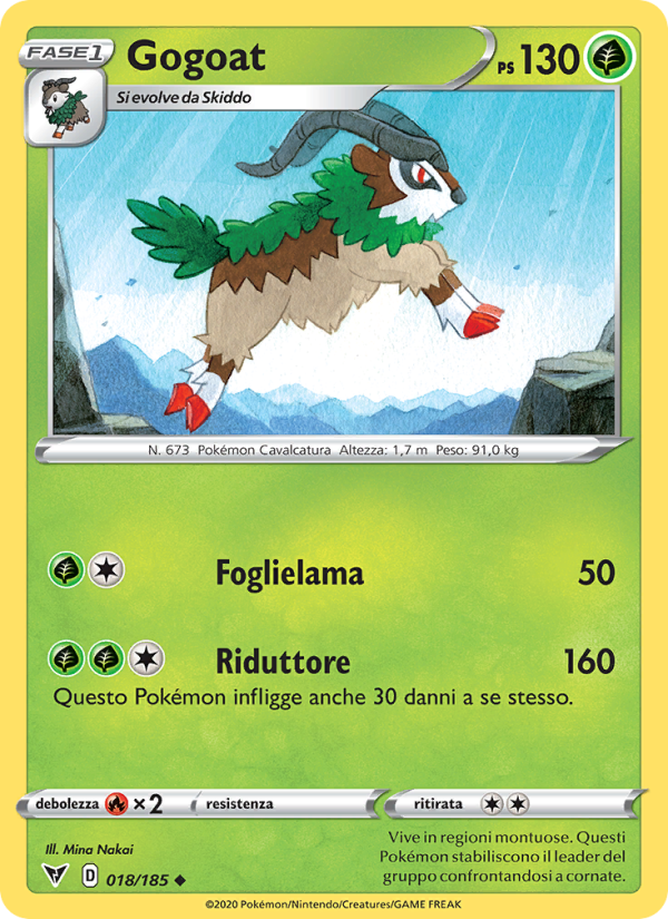 Gogoat 018/203 — Voltaggio Sfolgorante (Italian Pokémon TCG card)