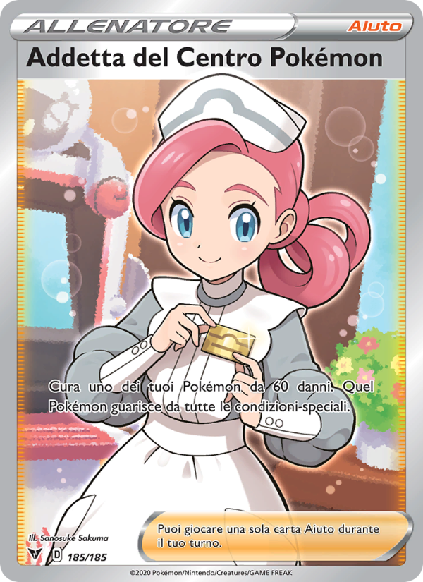 Addetta del Centro Pokémon 185/203 — Voltaggio Sfolgorante (Italian Pokémon TCG card)
