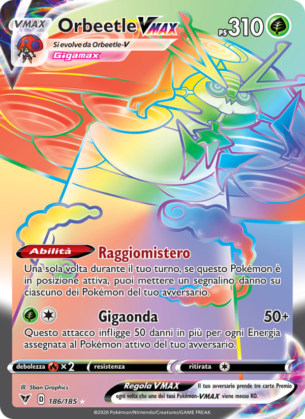 Orbeetle VMAX 186/203 — Voltaggio Sfolgorante (Italian Pokémon TCG card)