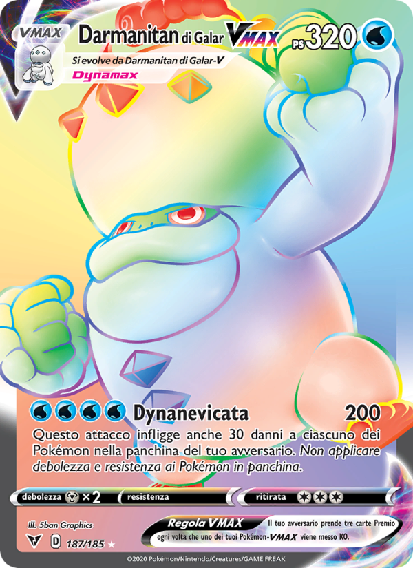 Darmanitan di Galar VMAX 187/203 — Voltaggio Sfolgorante (Italian Pokémon TCG card)