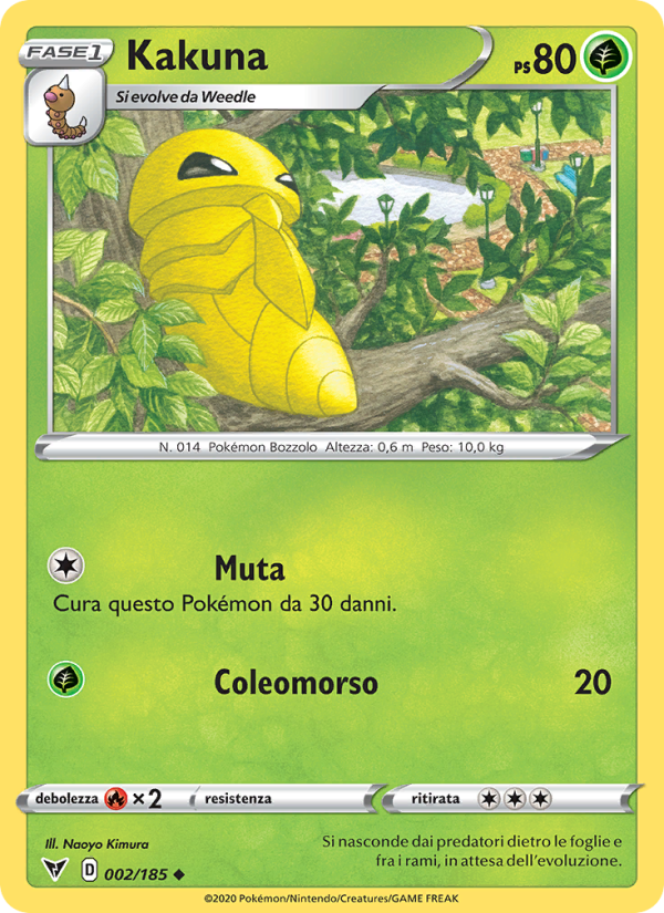 Kakuna 002/203 — Voltaggio Sfolgorante (Italian Pokémon TCG card)