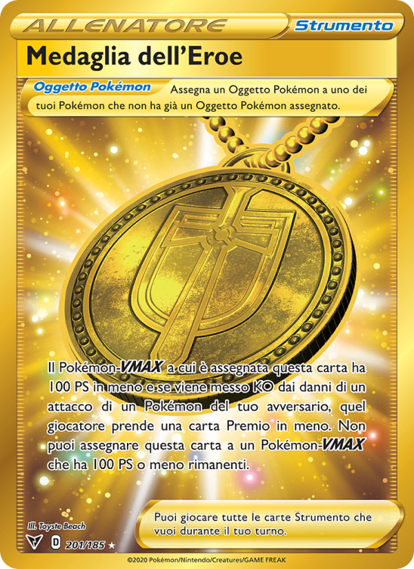 Medaglia dell'Eroe 201/203 — Voltaggio Sfolgorante (Italian Pokémon TCG card)