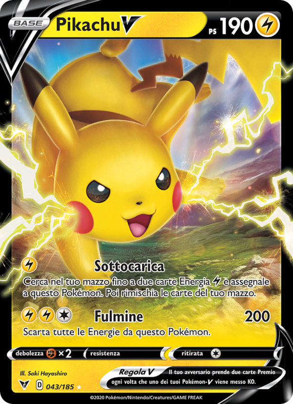 Pikachu V 043/203 — Voltaggio Sfolgorante (Italian Pokémon TCG card)