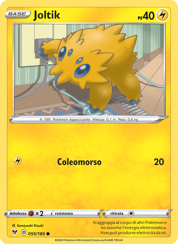 Joltik 055/203 — Voltaggio Sfolgorante (Italian Pokémon TCG card)