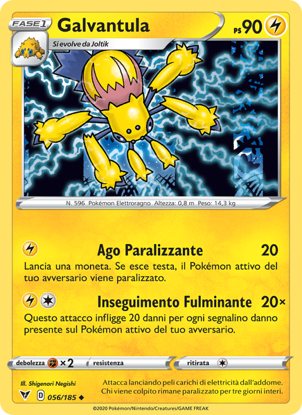 Galvantula 056/203 — Voltaggio Sfolgorante (Italian Pokémon TCG card)